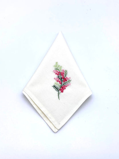 "French Knots" Ivory Cotton Napkins, 16" x  16" with simple hem