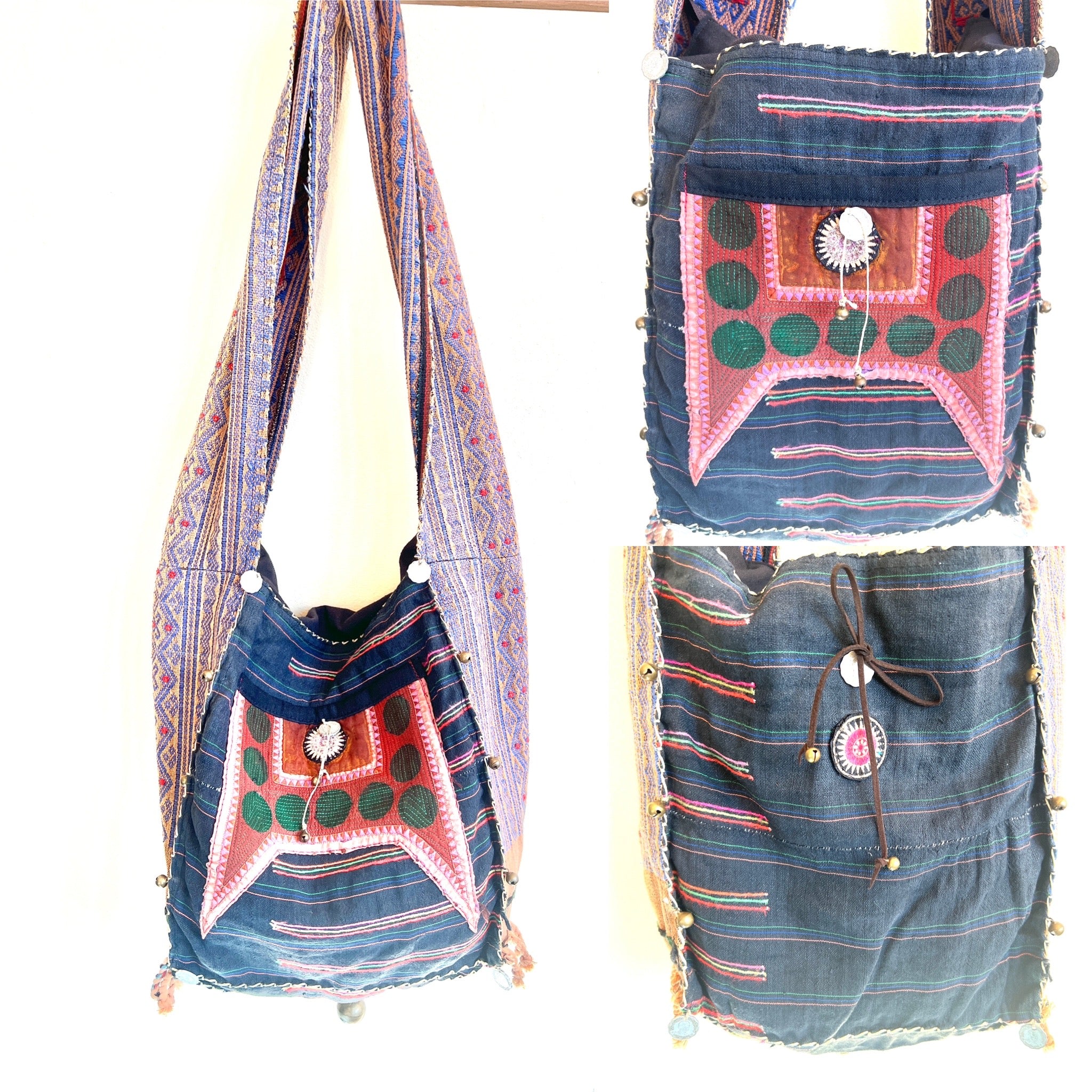 “Mekong” #6 Vintage Fabric Lg Cross Body Bag