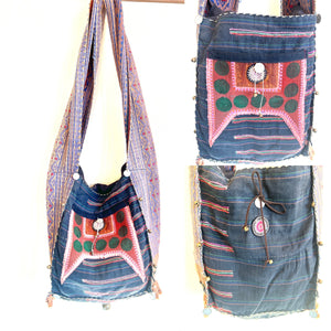 “Mekong” #6 Vintage Fabric Lg Cross Body Bag