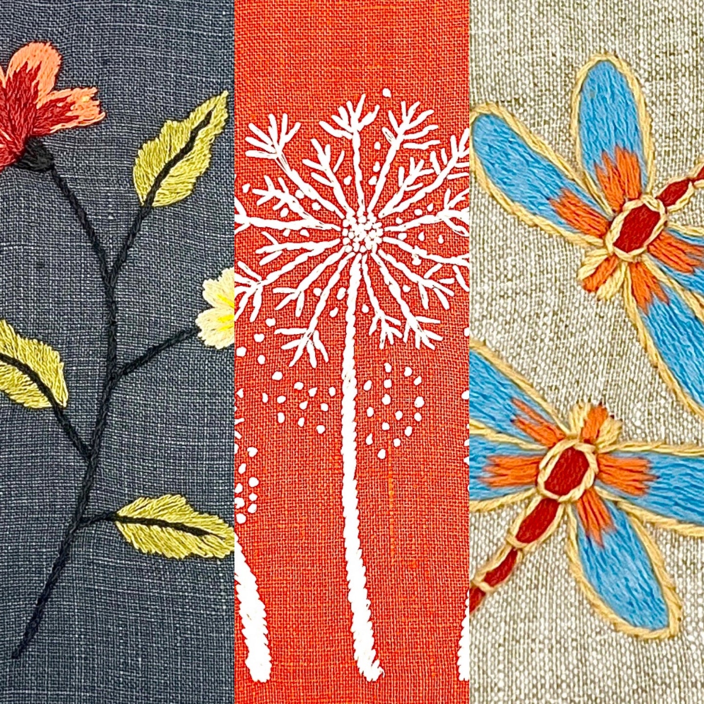 "Botanicals" Dinner Napkin 20" x 20", hand embroidered linen