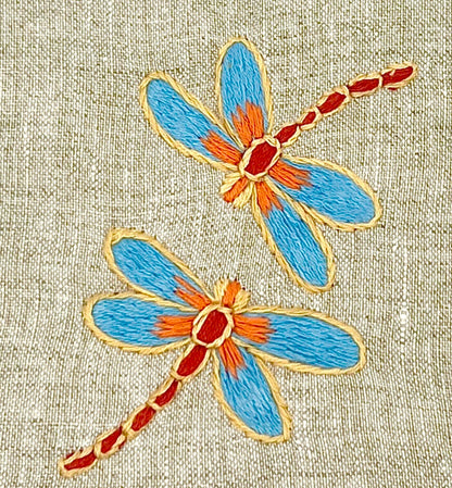"Botanicals" Hand Towel, hand embroidered linen