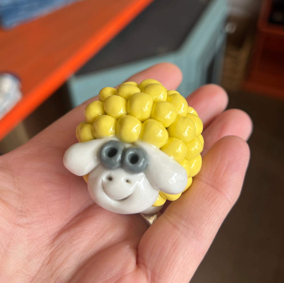 Hand-painted Ceramic Sheep Paperweights, from Bat Trang, Vietnam