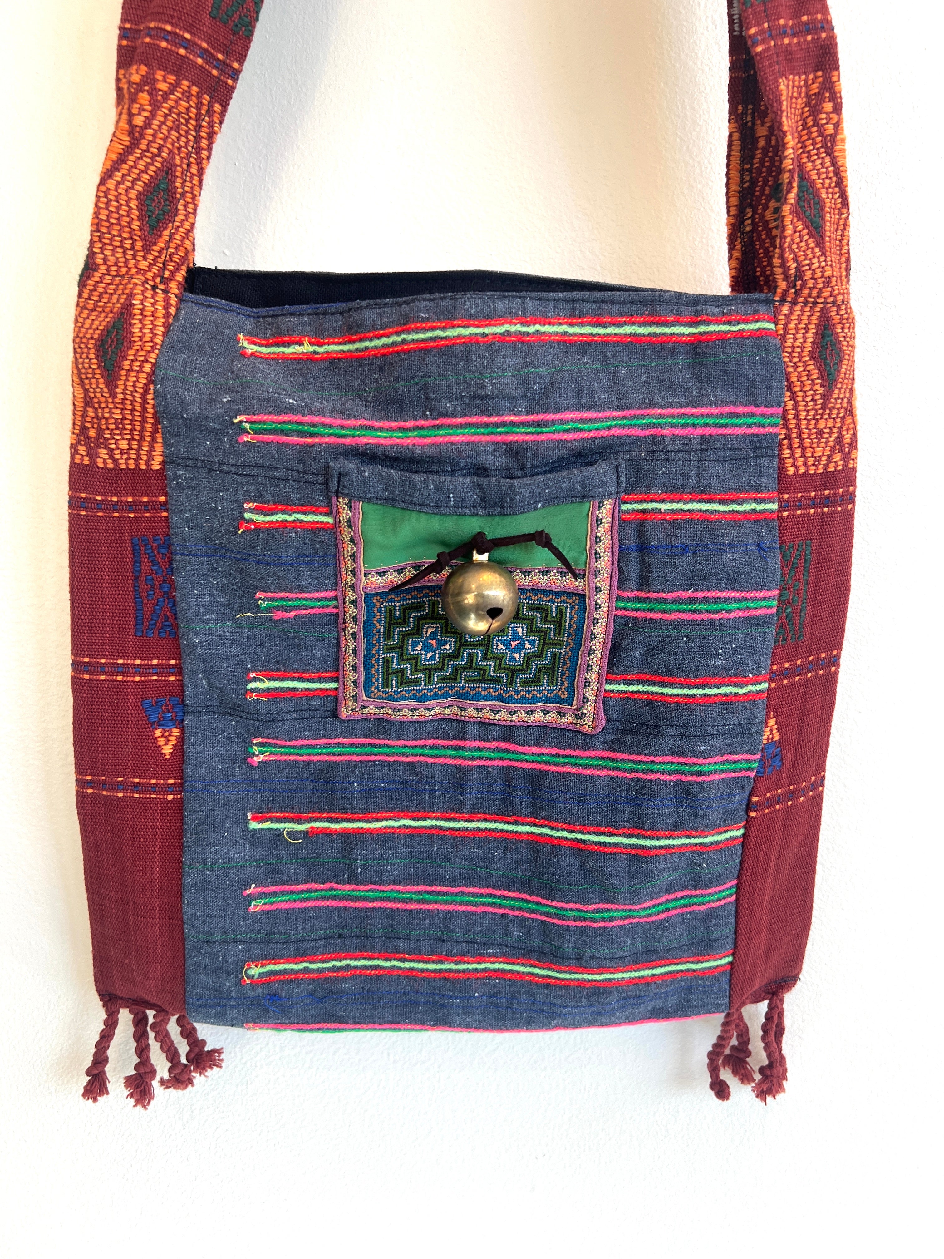 “Mekong” #9 Vintage Fabric Sm Cross Body Bag