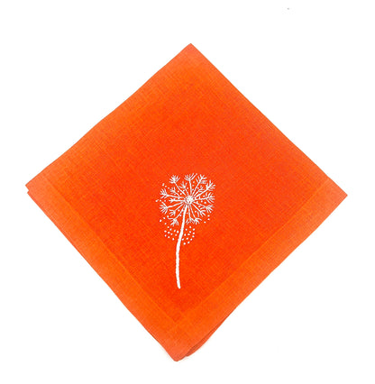 "Botanicals" Dinner Napkin 20" x 20", hand embroidered linen