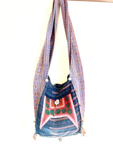“Mekong” #6 Vintage Fabric Lg Cross Body Bag
