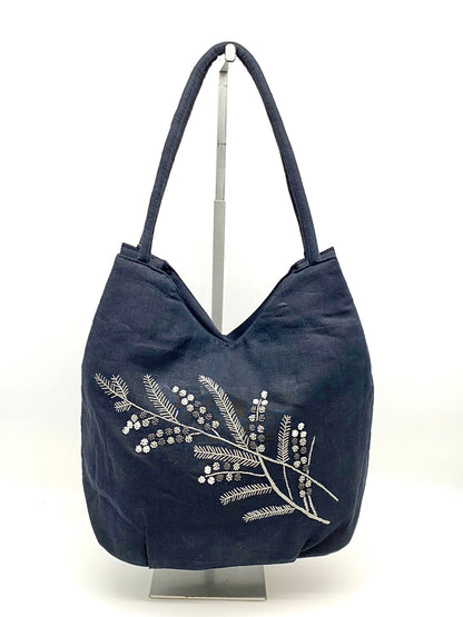 "Melissa’s” Linen Bag, w/ hand embroidered French knots