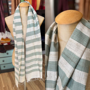 “Yarmouth” Group Handwoven Raw Silk Scarves (in stripes & solids)