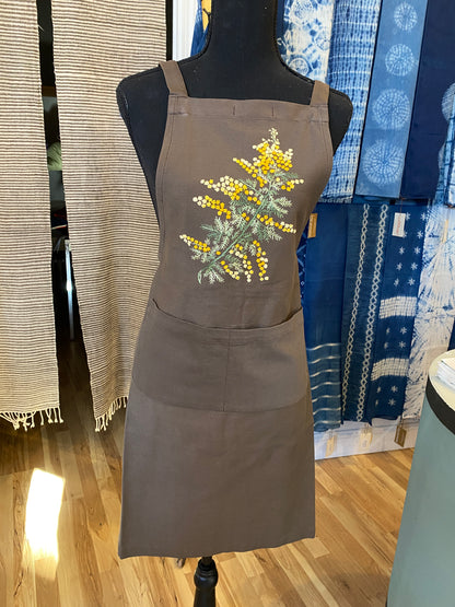 "Botanicals" Aprons, hand embroidered linen or cotton