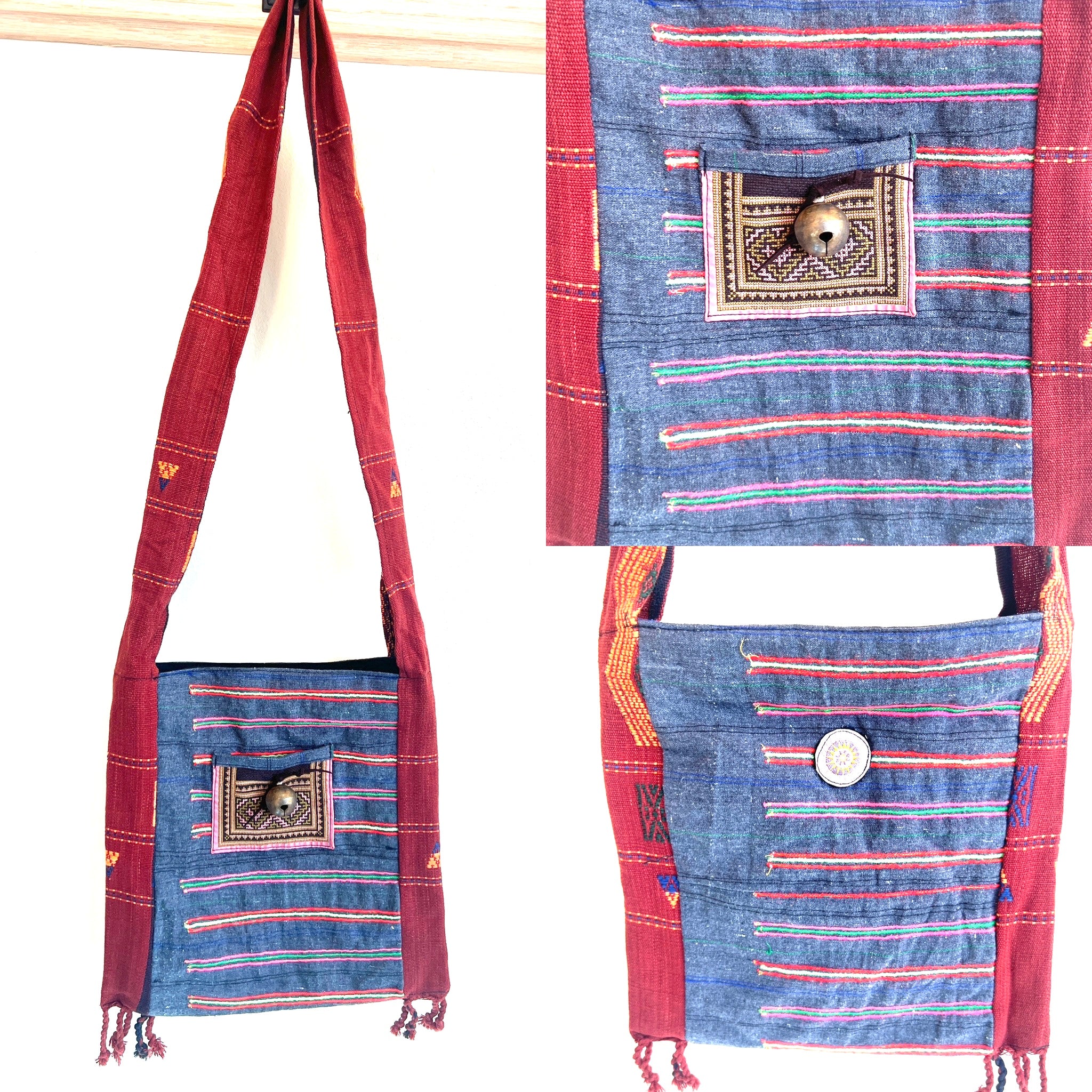 “Mekong” #12 Vintage Fabric Sm Cross Body Bag
