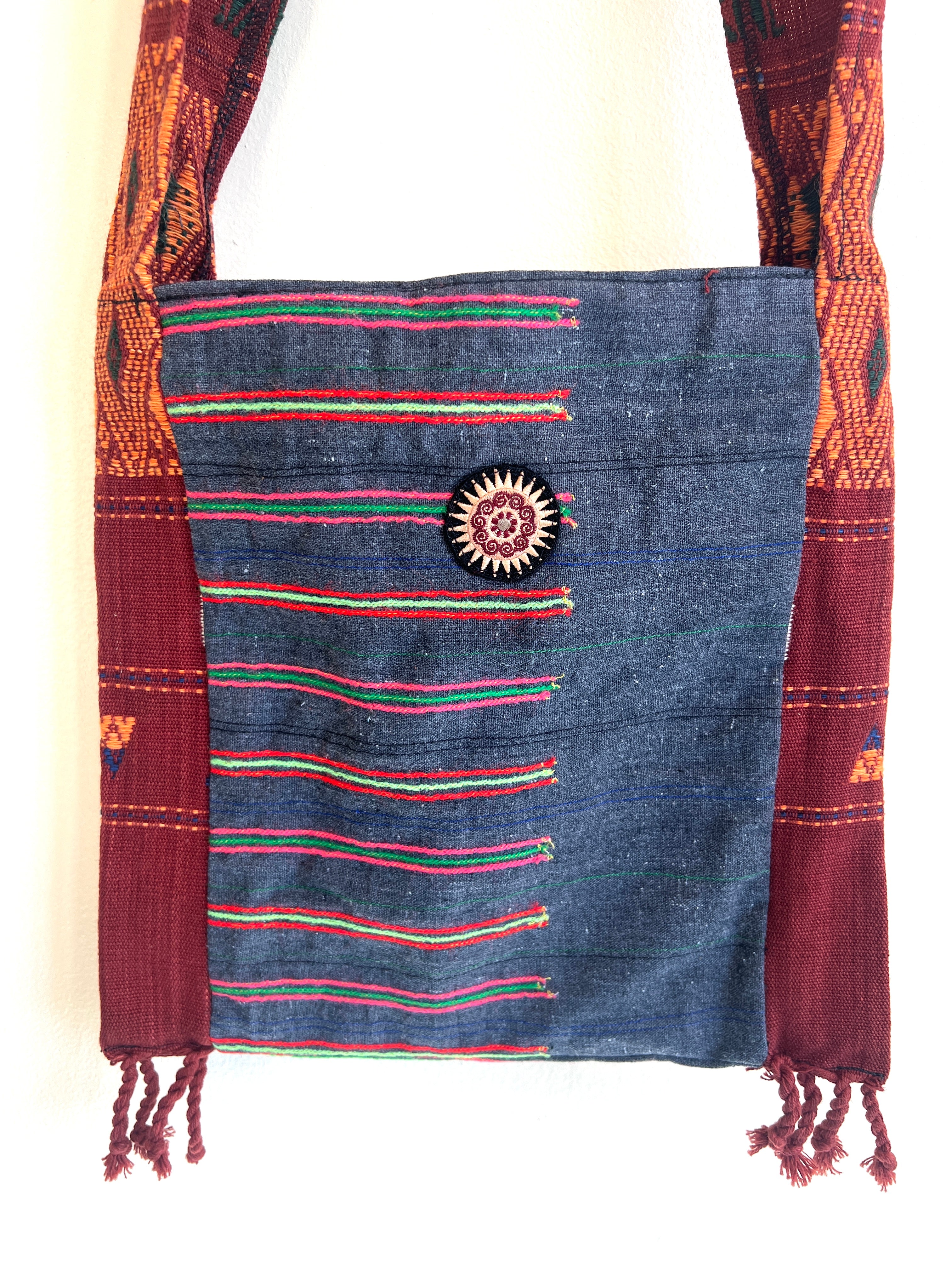 “Mekong” #9 Vintage Fabric Sm Cross Body Bag
