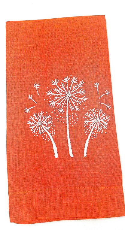 "Botanicals" Hand Towel, hand embroidered linen
