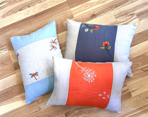 "Botanicals" Hand Embroidered Boudoir Pillow Covers